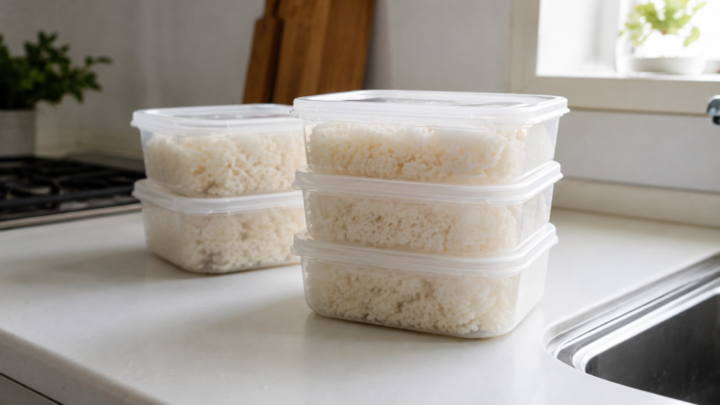 ご飯を安全に保存している様子