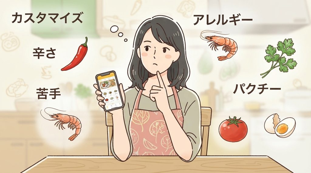 グリーンスプーンなら設定のカスタマイズでアレルギーや苦手なものを選んでおけば便利に使えます。